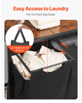 3 Section Laundry Sorter with Metal Frame Wooden Tabletop 600D