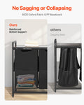 3 Section Laundry Sorter with Metal Frame Wooden Tabletop 600D