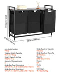 3 Section Laundry Sorter with Metal Frame Wooden Tabletop 600D