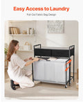 3 Section Rolling Laundry Sorter Hamper with Drawers & Wheels