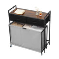 3 Section Rolling Laundry Sorter Hamper with Drawers & Wheels