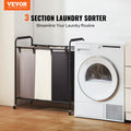 3-Section Laundry Basket Sorter Cart Heavy Duty Lockable Wheels