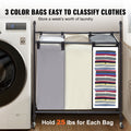 3-Section Laundry Basket Sorter Cart Heavy Duty Lockable Wheels