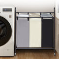 3-Section Laundry Basket Sorter Cart Heavy Duty Lockable Wheels