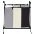 3-Section Laundry Basket Sorter Cart Heavy Duty Lockable Wheels