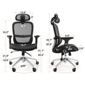 Mesh Office Chair, Adjustable High Back Desk Chair with Mesh Seat, Angle and Height Adjustable Home Office Chair with Lumbar and Head Support, Swivel Computer Task Chair