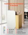 Reception Desk 80cm LED Light 2 Drawers Power Outlets Counter Table