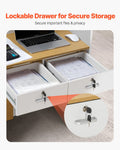 Reception Desk 80cm LED Light 2 Drawers Power Outlets Counter Table