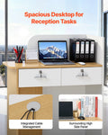Reception Desk 80cm LED Light 2 Drawers Power Outlets Counter Table