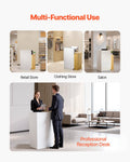 Reception Desk 80cm LED Light 2 Drawers Power Outlets Counter Table