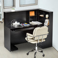 Reception Desk 1400x800mm L-Shaped Counter Table Black