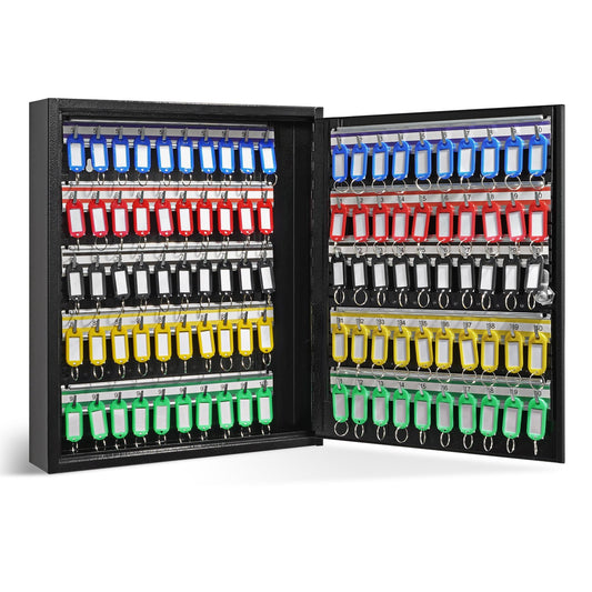100-Key Cabinet Steel Lock Box Organizer w/ Tags School Office Hotel