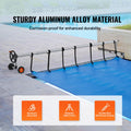 Pool Cover Reel, Aluminum Solar Cover Reel 22 ft, Inground Swimming Pool Cover Reel Set with Rubber Wheels and Sandbags, Fits for 5-22 ft Width Swimming Pools