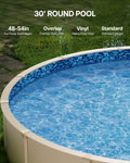 30ft Round Pool Liner 48-54inch Overlap Vinyl Above Ground