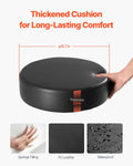 Rolling Stool Leather Footrest 360 Swivel Height Adjustable Black