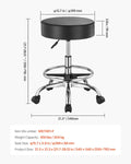 Rolling Stool Leather Footrest 360 Swivel Height Adjustable Black