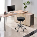 Rolling Stool Leather Footrest 360 Swivel Height Adjustable Black