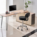 Round Rolling Stool, PU Leather Rolling Stool with Backrest, 360° Swivel Drafting Stool with Thickened Cushion, Height Adjustable Rolling Work SPA Stool, for Office, Home, Salon & Bar, Black
