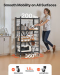 4-Tier Foldable Storage Shelf Wheels 66x33x117cm Black Metal Rack