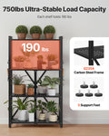 4-Tier Foldable Storage Shelf Wheels 66x33x117cm Black Metal Rack