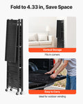 4-Tier Foldable Storage Shelf Wheels 66x33x117cm Black Metal Rack