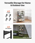 4-Tier Foldable Storage Shelf Wheels 66x33x117cm Black Metal Rack