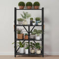 4-Tier Foldable Storage Shelf Wheels 66x33x117cm Black Metal Rack