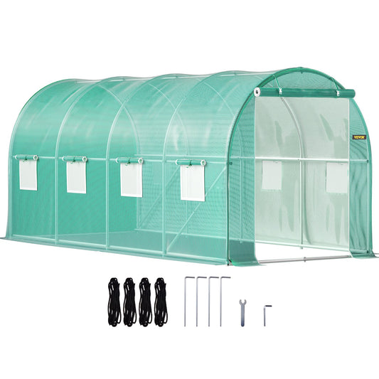 Walk-in Tunnel Greenhouse 15x7x7ft Galvanized Frame Waterproof