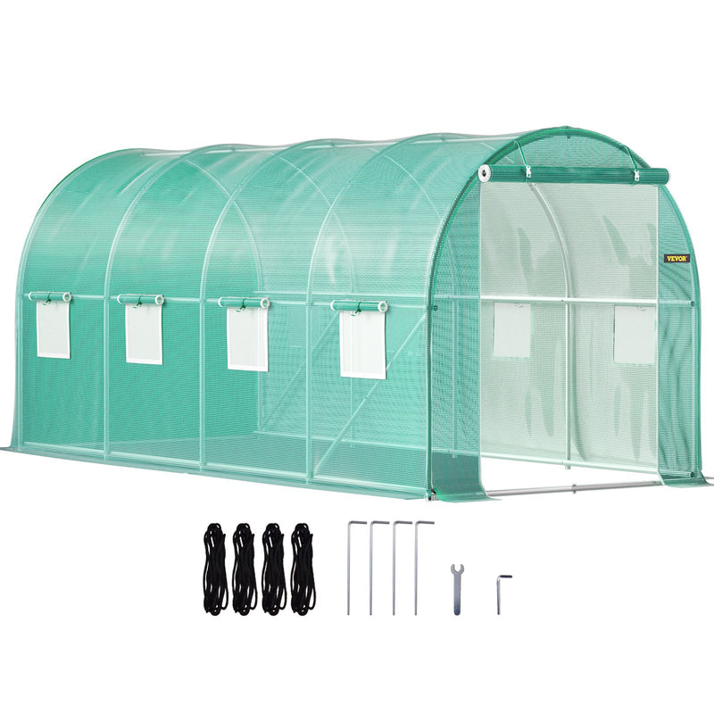 Walk-in Tunnel Greenhouse 15x7x7ft Galvanized Frame Waterproof