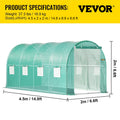 Walk-in Tunnel Greenhouse 15x7x7ft Galvanized Frame Waterproof