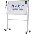 Mobile Double Sided Magnetic Whiteboard 60x90cm w/ Stand