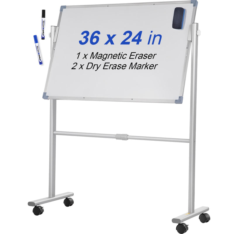 Mobile Double Sided Magnetic Whiteboard 60x90cm w/ Stand