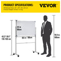 Mobile Double Sided Magnetic Whiteboard 60x90cm w/ Stand