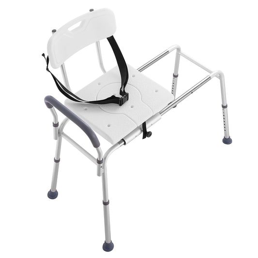 Sliding Transfer Bench Shower Chair Cut-Out Seat Reversible Backrest