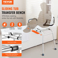 Sliding Transfer Bench Shower Chair Cut-Out Seat Reversible Backrest