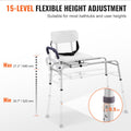 Sliding Transfer Bench Shower Chair Cut-Out Seat Reversible Backrest