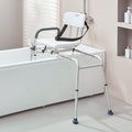 Sliding Transfer Bench Shower Chair Cut-Out Seat Reversible Backrest