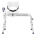 Sliding Transfer Bench Shower Chair Cut-Out Seat Reversible Backrest