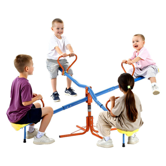 Kids Seesaw 4 Seat 360 Spin Teeter Totter 49.9kg Load Capacity