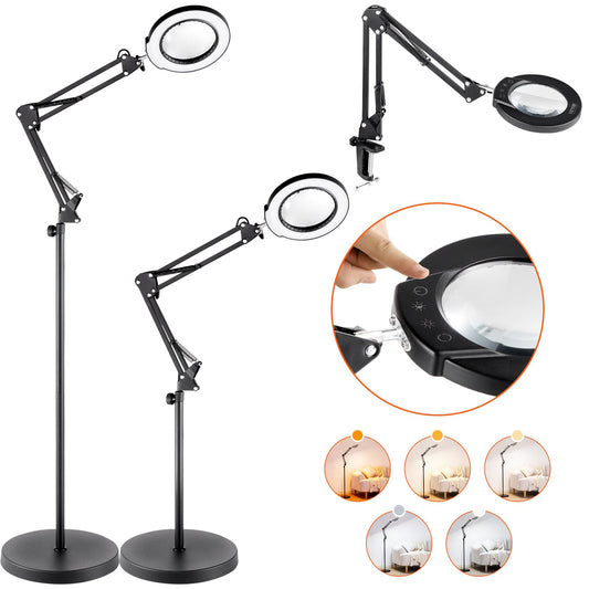 5X Magnifying Floor Lamp LED Dimmable Reading Craft Light