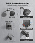 Cefito 127mm Rainfall Shower Faucet Set Matte Black Brass Valve