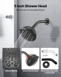 Cefito 127mm Rainfall Shower Faucet Set Matte Black Brass Valve