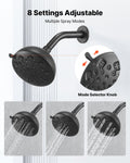 Cefito 127mm Rainfall Shower Faucet Set Matte Black Brass Valve
