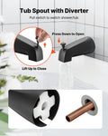 Cefito 127mm Rainfall Shower Faucet Set Matte Black Brass Valve