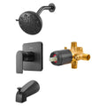 Cefito 127mm Rainfall Shower Faucet Set Matte Black Brass Valve