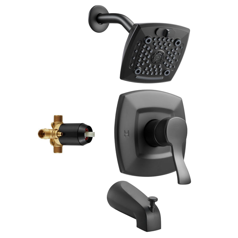 Cefito Tub Shower Faucet Set 130mm Rainfall Head Matte Black