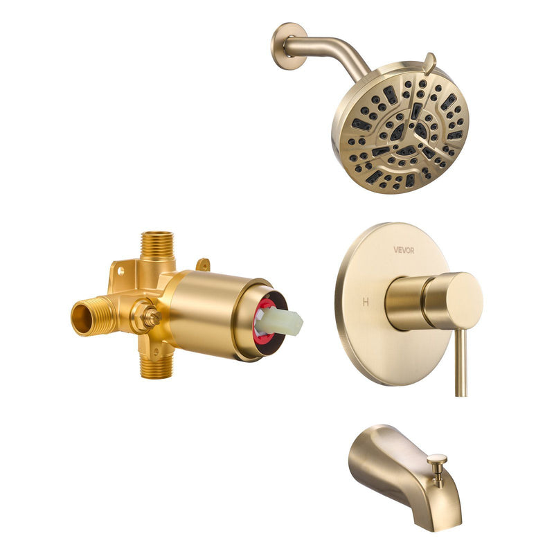 Cefito Brass Tub Shower Faucet Set 127mm Rainfall Head Gold
