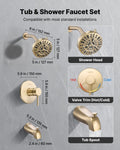 Cefito Brass Tub Shower Faucet Set 127mm Rainfall Head Gold