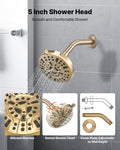 Cefito Brass Tub Shower Faucet Set 127mm Rainfall Head Gold