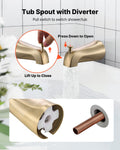 Cefito Brass Tub Shower Faucet Set 127mm Rainfall Head Gold